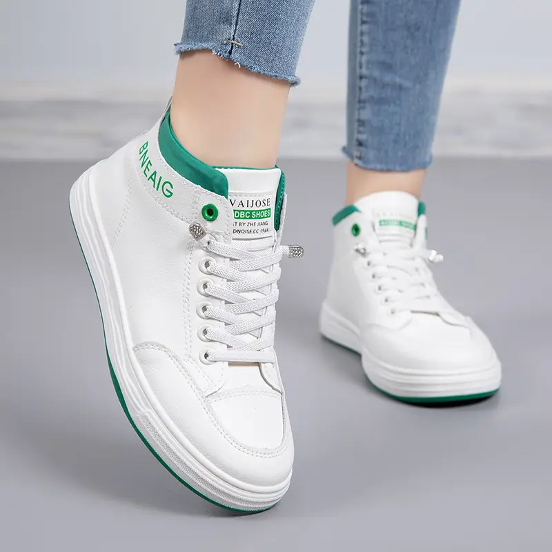 2026 New Spring and Autumn Fashion Non-Slip Mid-Top Sneakers, Wear-Resistant Soft-Soled Casual Shoes, Women's Height-Increasing White Shoes - Image 6