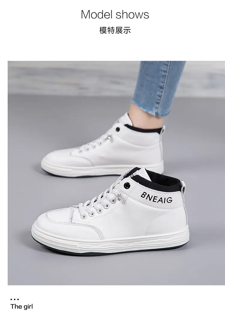 2026 New Spring and Autumn Fashion Non-Slip Mid-Top Sneakers, Wear-Resistant Soft-Soled Casual Shoes, Women's Height-Increasing White Shoes — feature 14