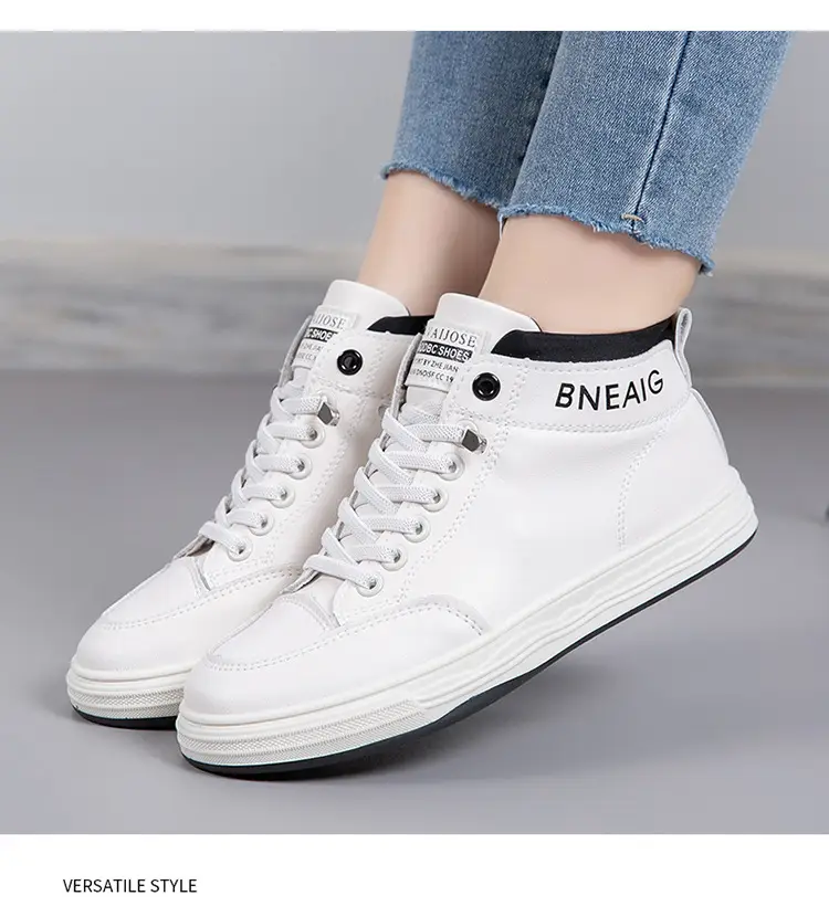 2026 New Spring and Autumn Fashion Non-Slip Mid-Top Sneakers, Wear-Resistant Soft-Soled Casual Shoes, Women's Height-Increasing White Shoes — feature 15
