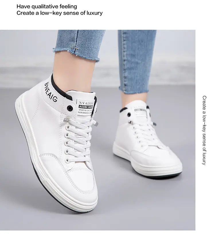 2026 New Spring and Autumn Fashion Non-Slip Mid-Top Sneakers, Wear-Resistant Soft-Soled Casual Shoes, Women's Height-Increasing White Shoes — feature 16