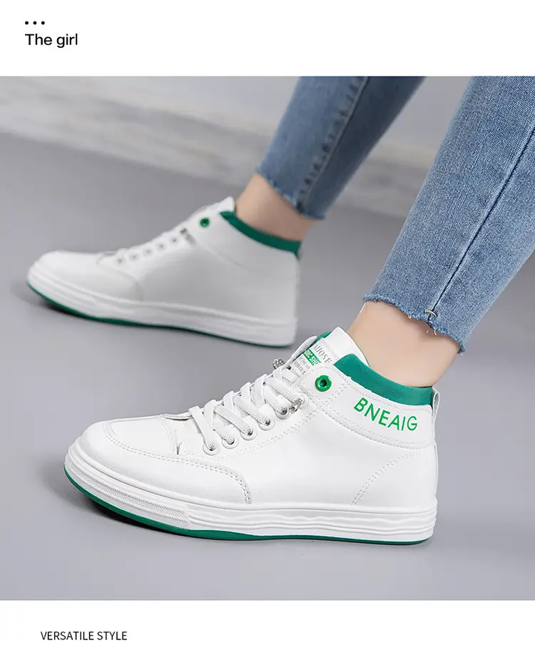 2026 New Spring and Autumn Fashion Non-Slip Mid-Top Sneakers, Wear-Resistant Soft-Soled Casual Shoes, Women's Height-Increasing White Shoes — feature 21