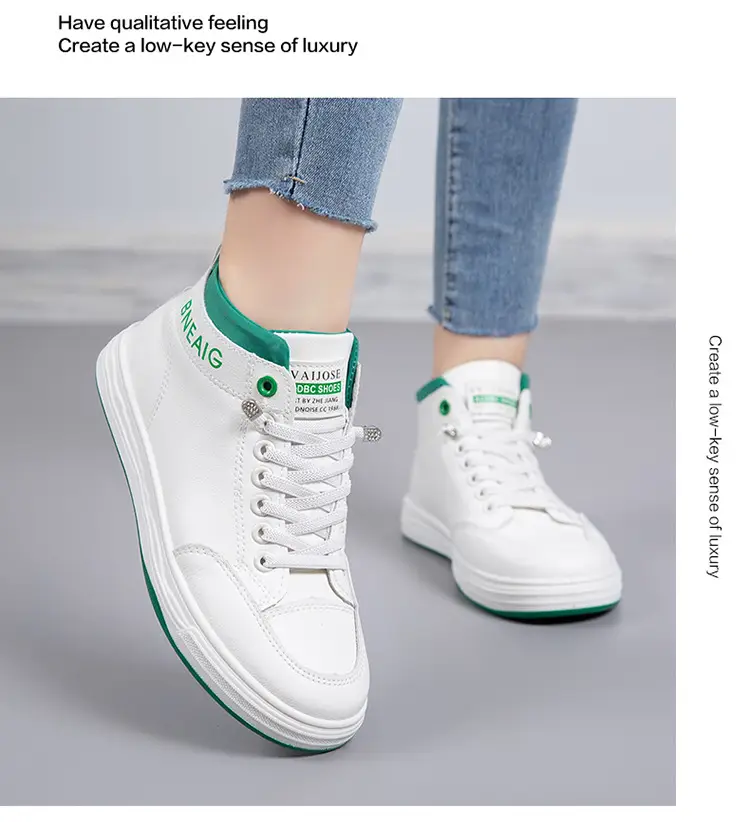 2026 New Spring and Autumn Fashion Non-Slip Mid-Top Sneakers, Wear-Resistant Soft-Soled Casual Shoes, Women's Height-Increasing White Shoes — feature 22