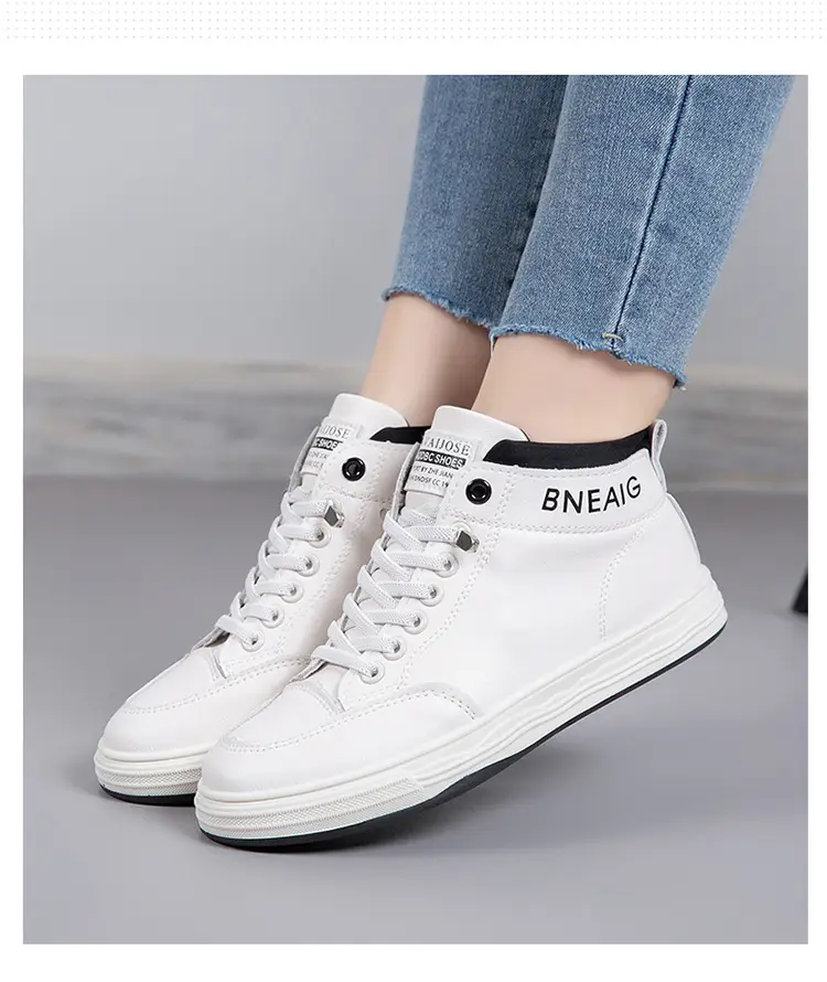 2026 New Spring and Autumn Fashion Non-Slip Mid-Top Sneakers, Wear-Resistant Soft-Soled Casual Shoes, Women's Height-Increasing White Shoes — feature 5