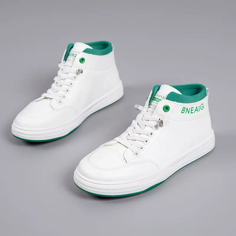 2026 New Spring and Autumn Fashion Non-Slip Mid-Top Sneakers, Wear-Resistant Soft-Soled Casual Shoes, Women's Height-Increasing White Shoes - Image 2