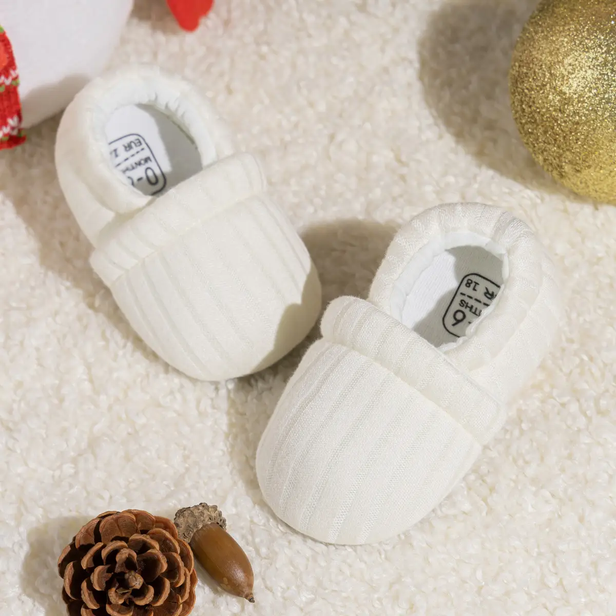 New 0-1 Year Old Baby Slip-on Knitted Shoes Grey White