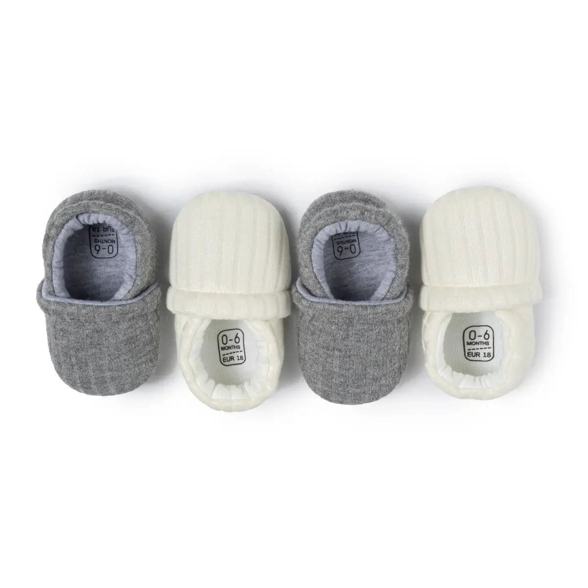 New 0-1 Year Old Baby Slip-on Knitted Shoes Grey White