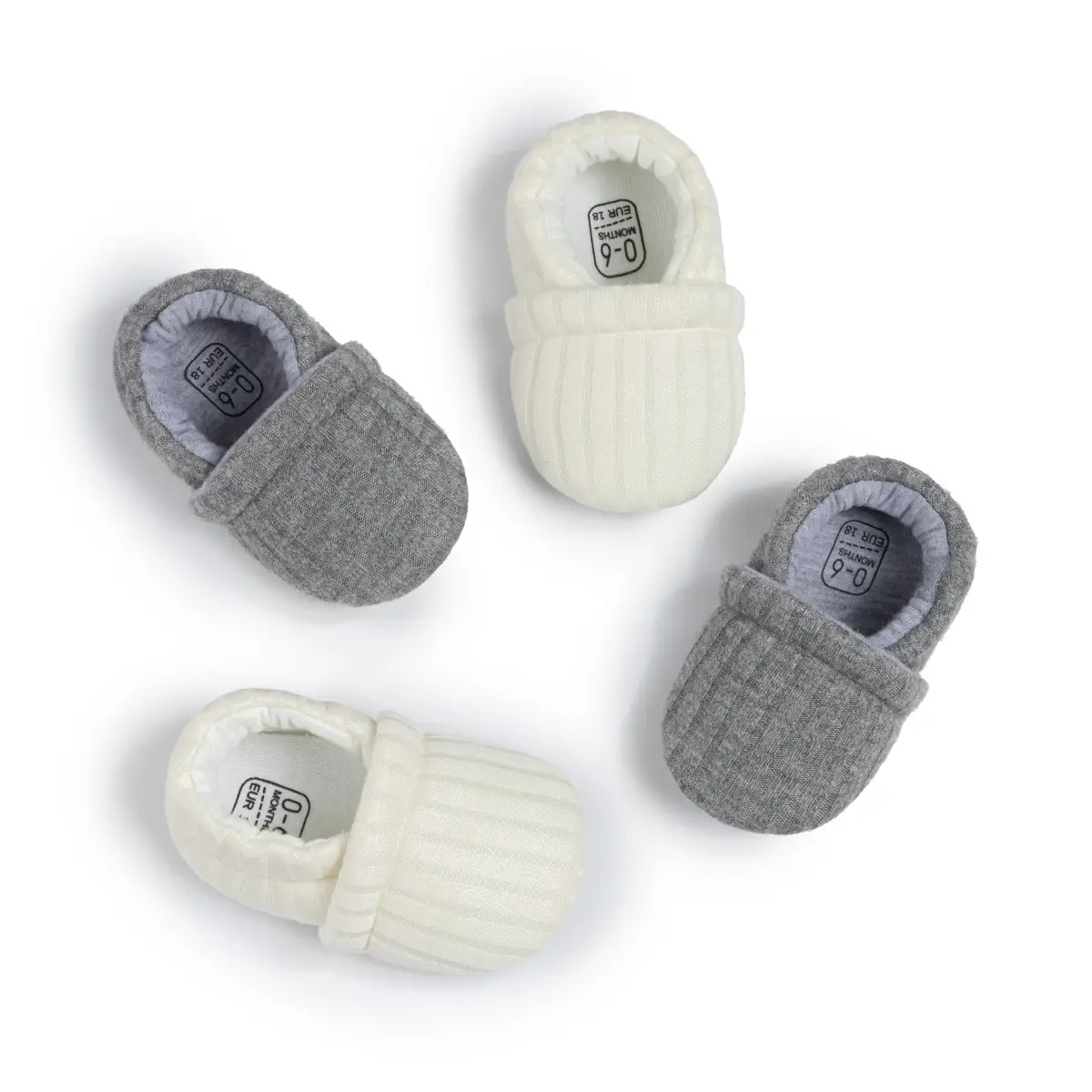 New 0-1 Year Old Baby Slip-on Knitted Shoes Grey White — feature 13