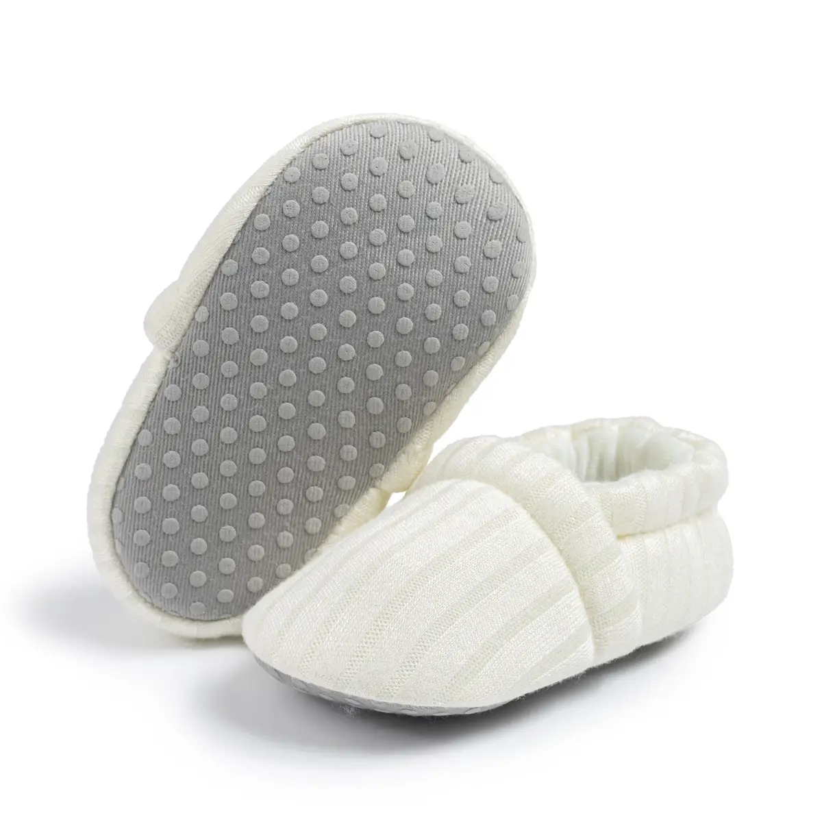 New 0-1 Year Old Baby Slip-on Knitted Shoes Grey White — feature 17