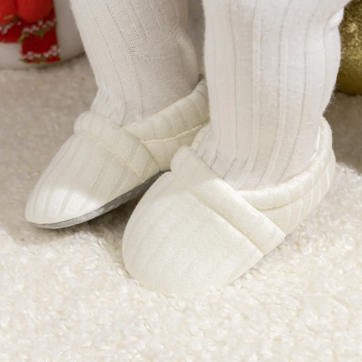 New 0-1 Year Old Baby Slip-on Knitted Shoes Grey White — feature 8
