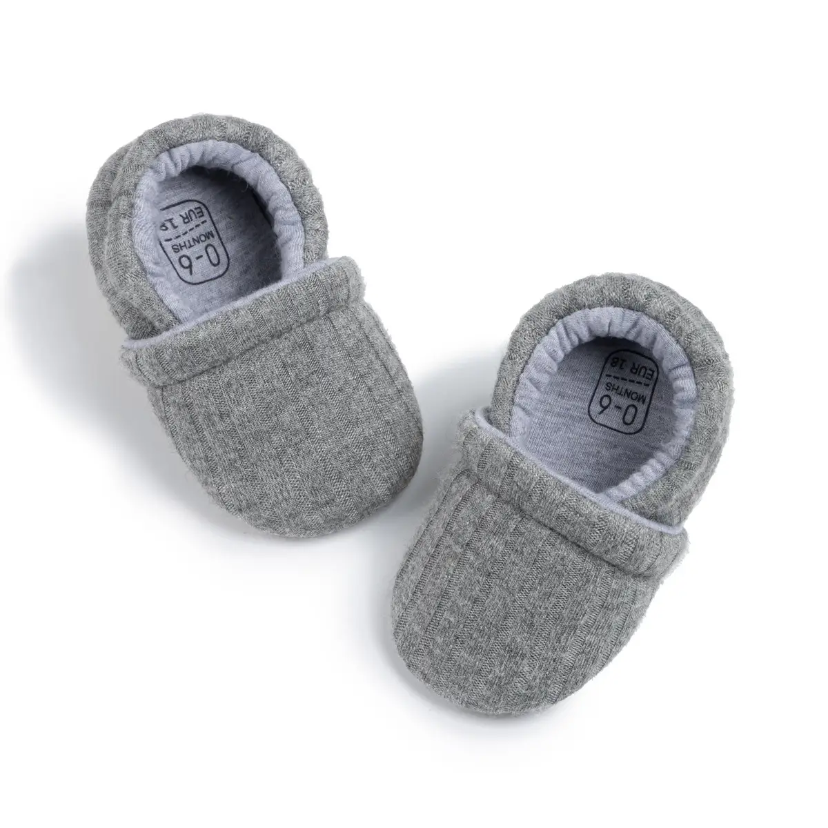 New 0-1 Year Old Baby Slip-on Knitted Shoes Grey White