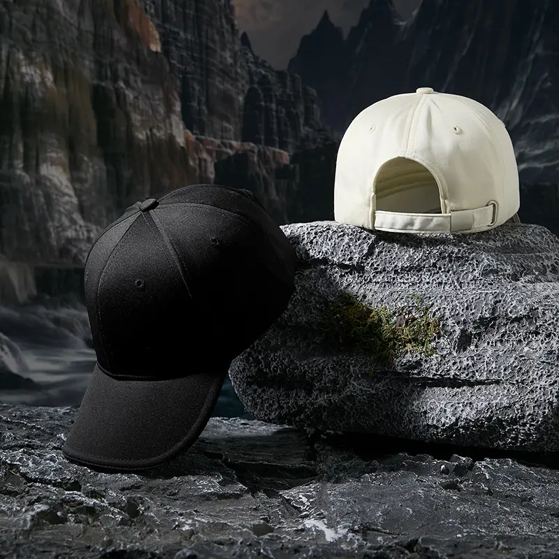 Men Black Cap with Duck Tongue Design