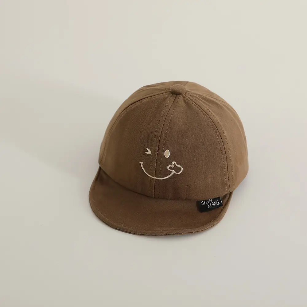 Brown Baby Cap with Smile Embroidery - Image 6