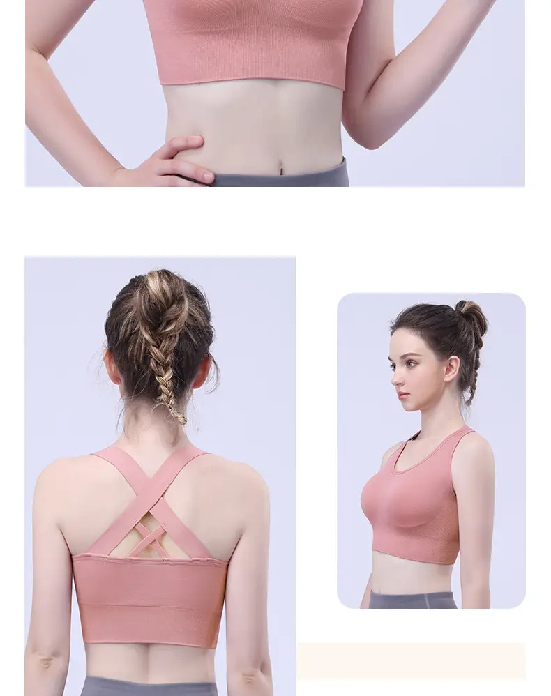 Pink Crossback Sports Bra Large Size — feature 27