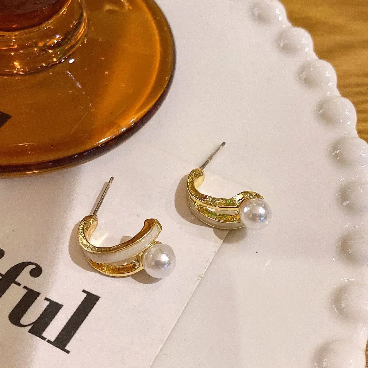 Golden Pearl Flower Tassel Earrings for Women — feature 1