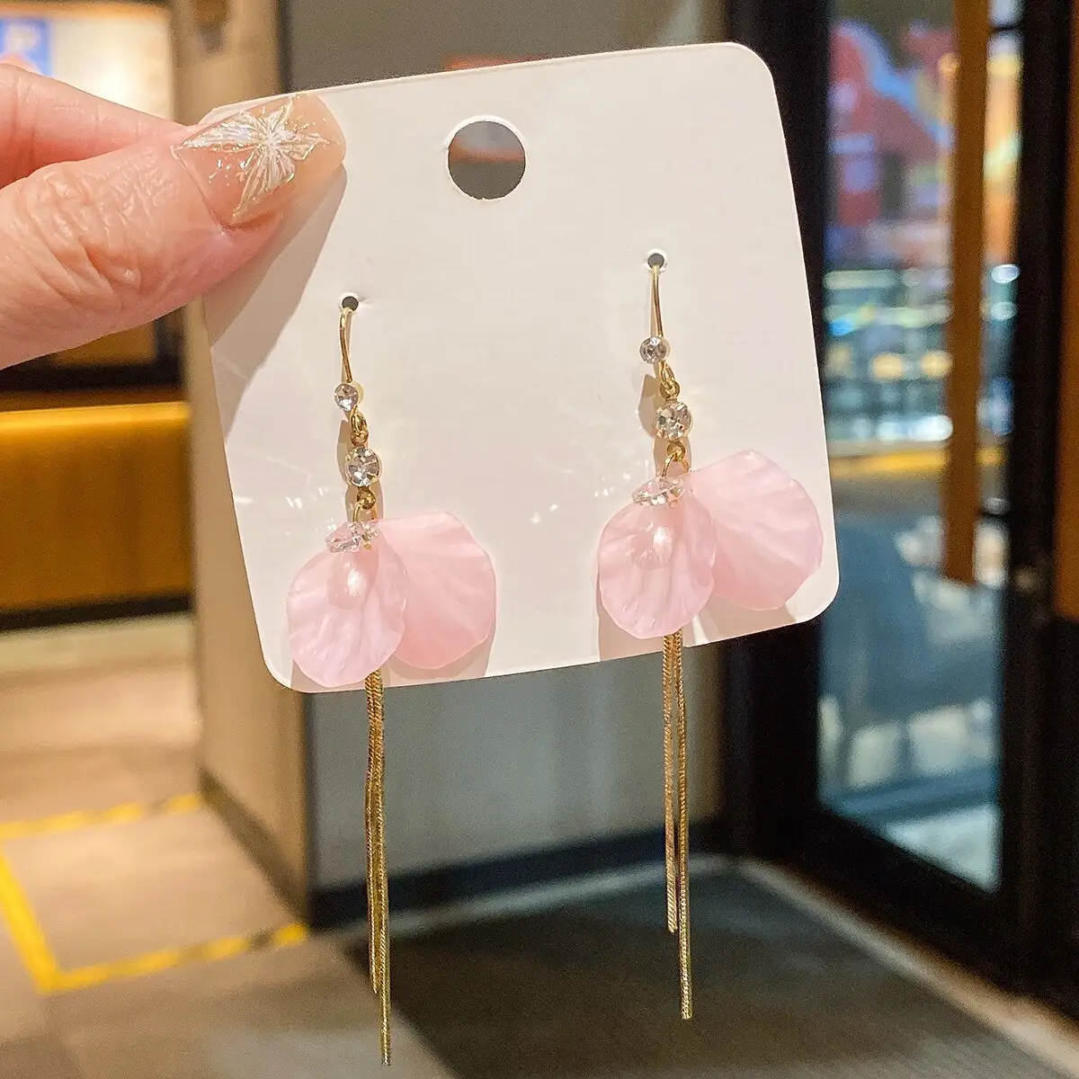 Golden Pearl Flower Tassel Earrings for Women — feature 24