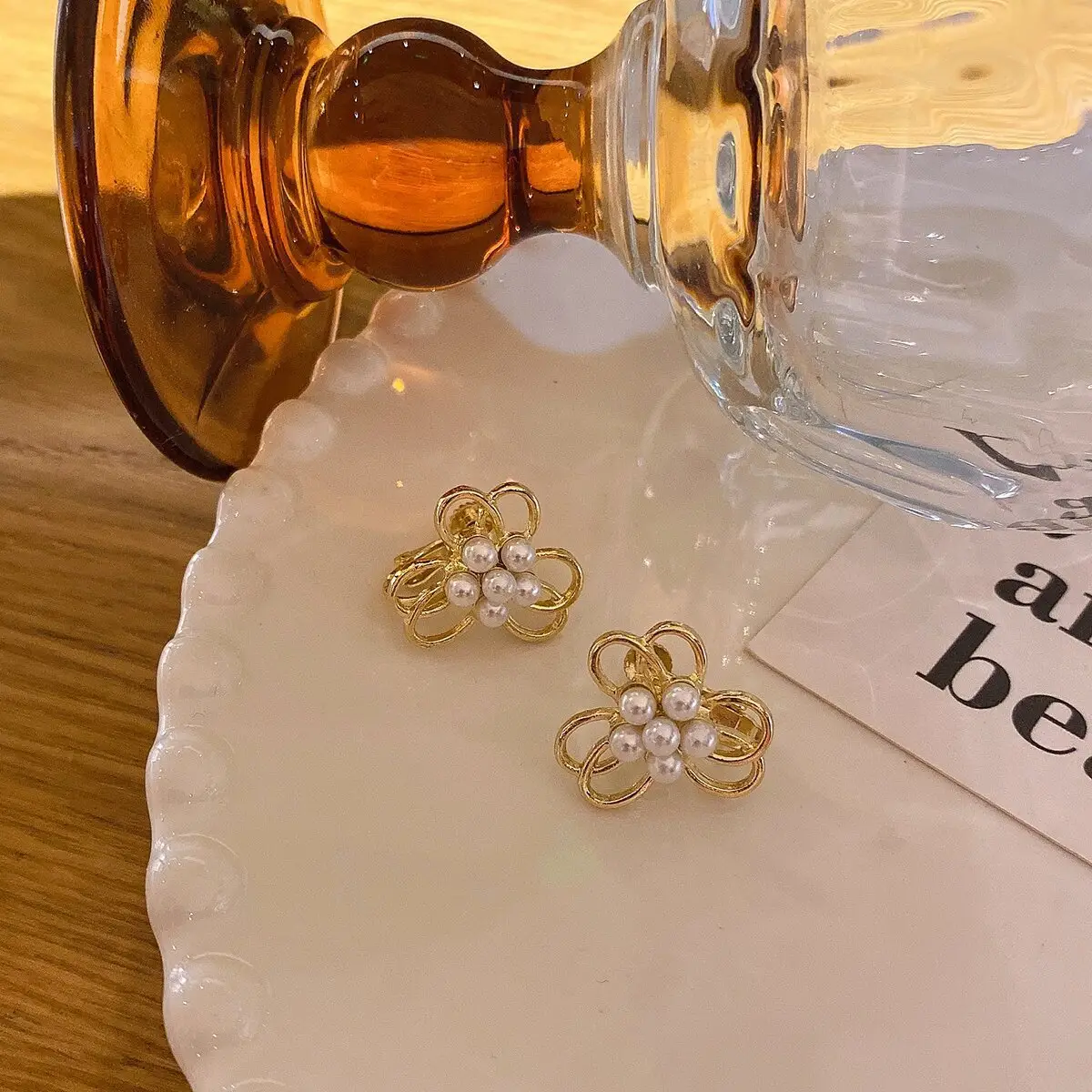 Golden Pearl Flower Tassel Earrings for Women — feature 34