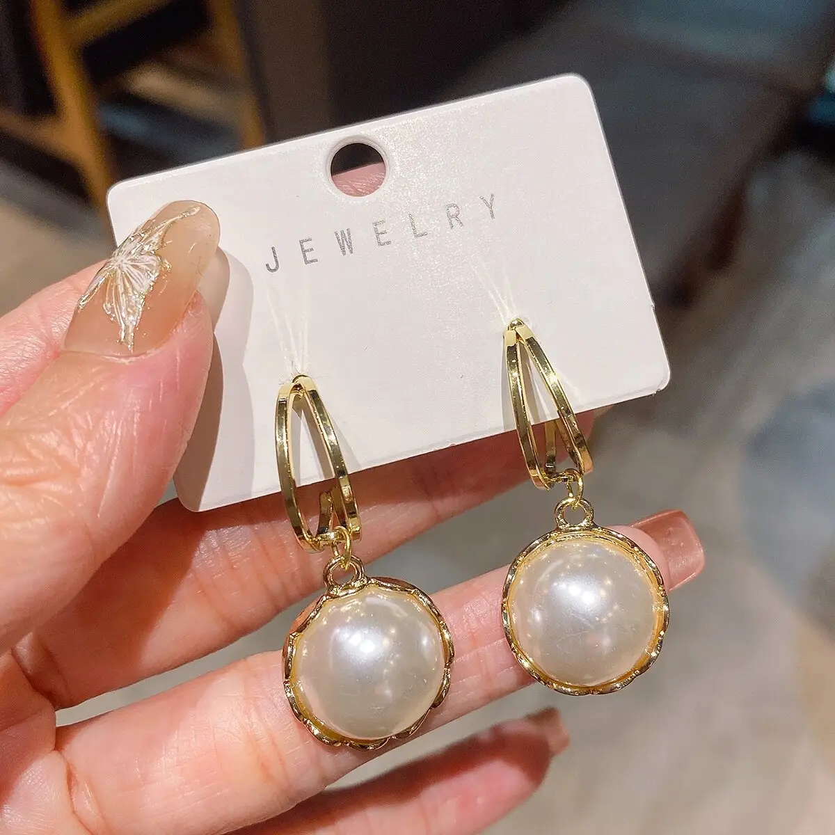 Golden Pearl Flower Tassel Earrings for Women — feature 37