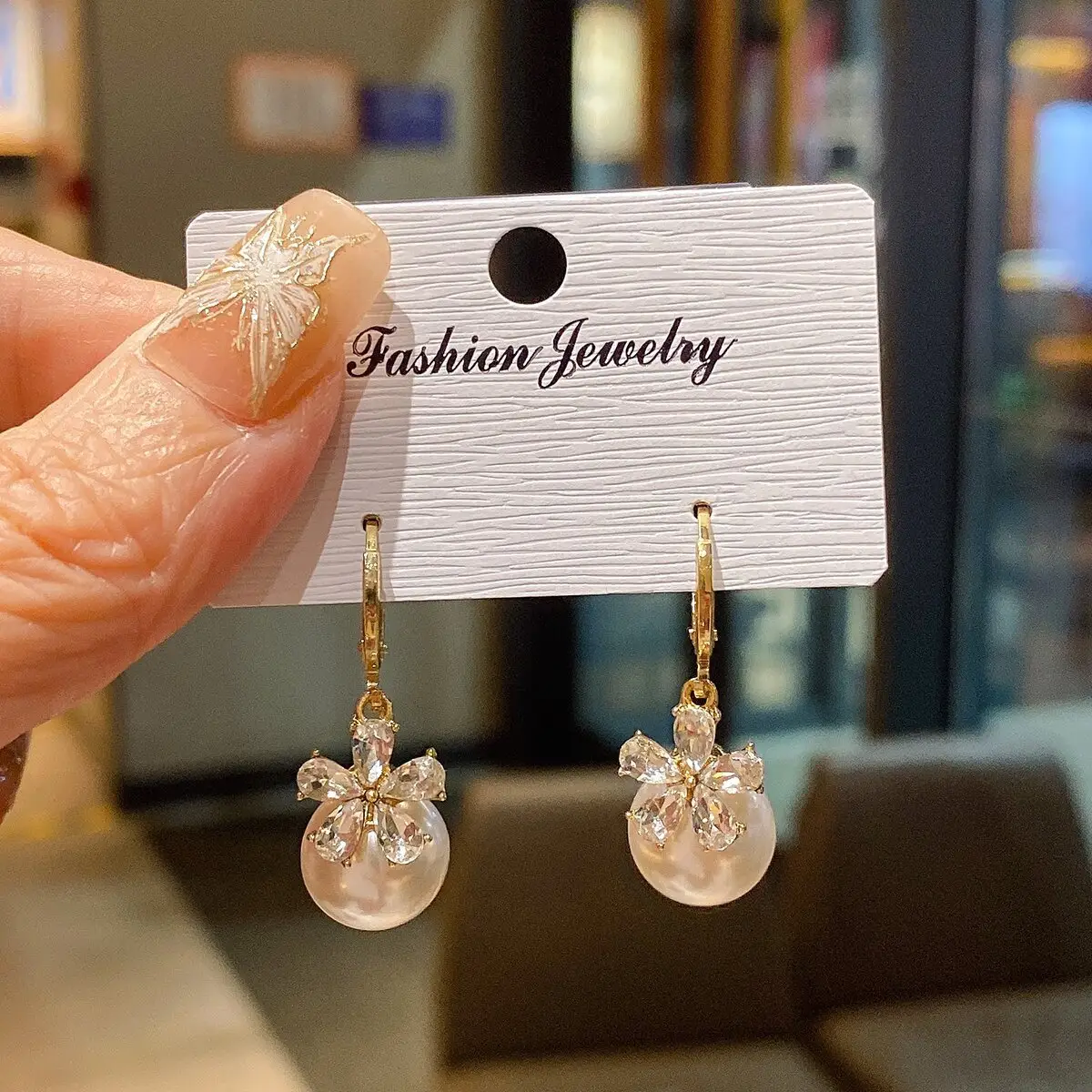 Golden Pearl Flower Tassel Earrings for Women - Image 24