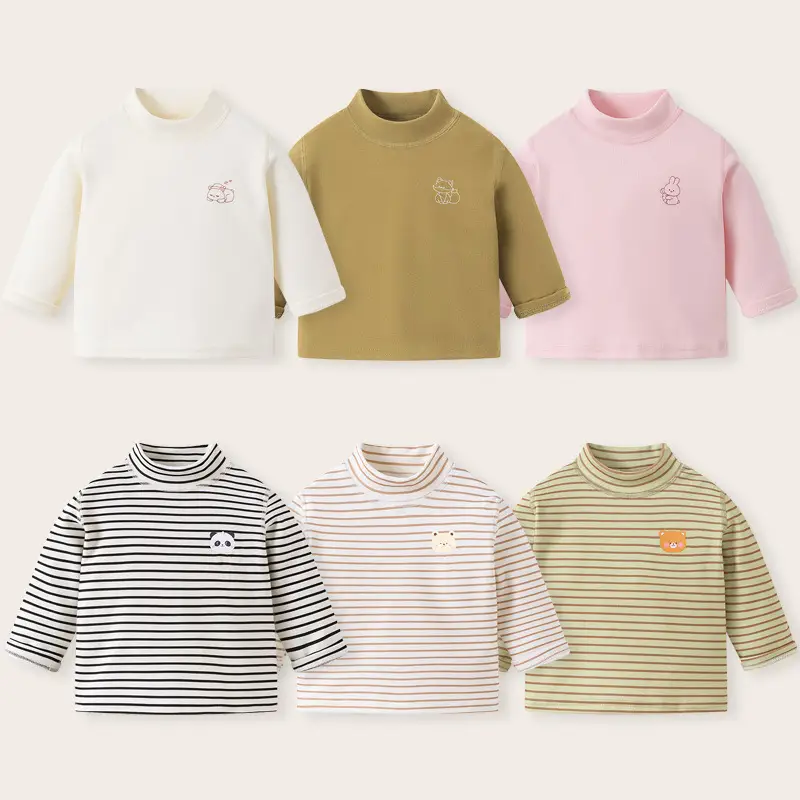 Baby Striped Turtleneck Shirt for Boys Winter - Image 7