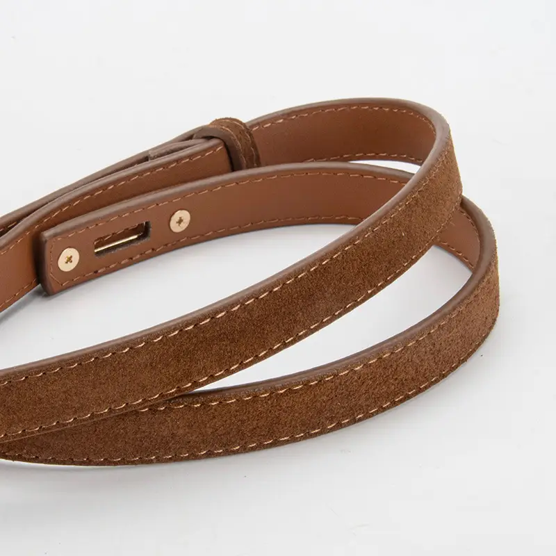 Women's Frosted Leather Belt with Gold Buckle - Image 18