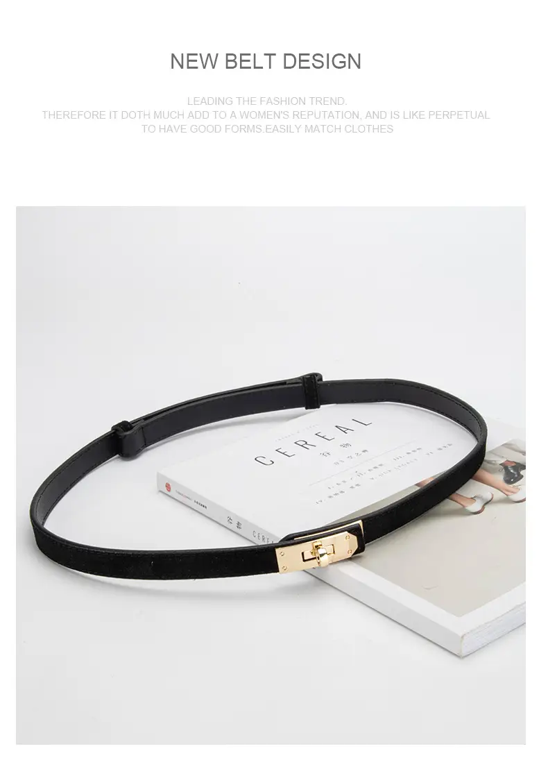 Women's Frosted Leather Belt with Gold Buckle — feature 11