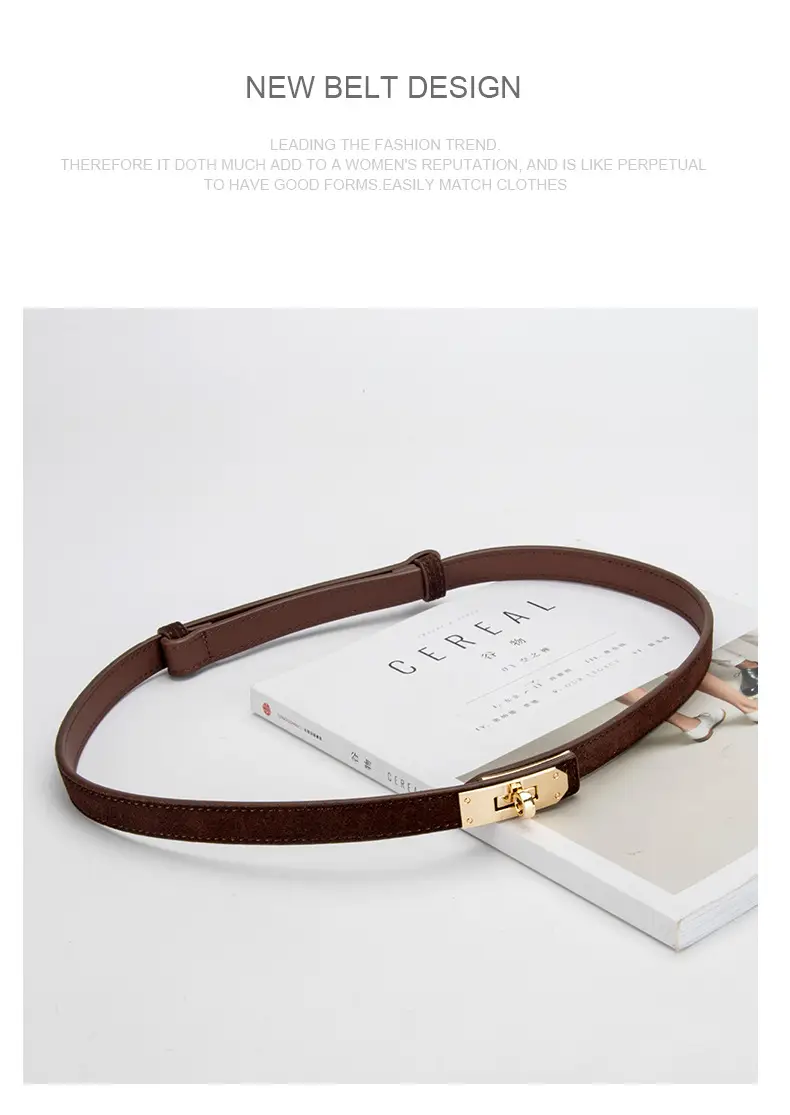 Women's Frosted Leather Belt with Gold Buckle — feature 12