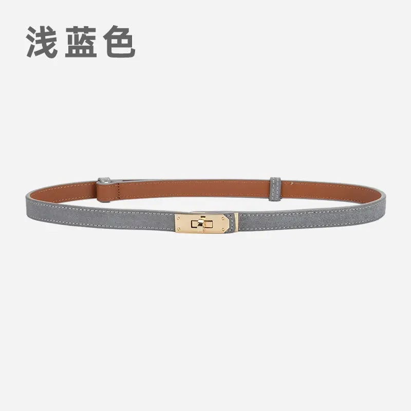 Women's Frosted Leather Belt with Gold Buckle - Image 10