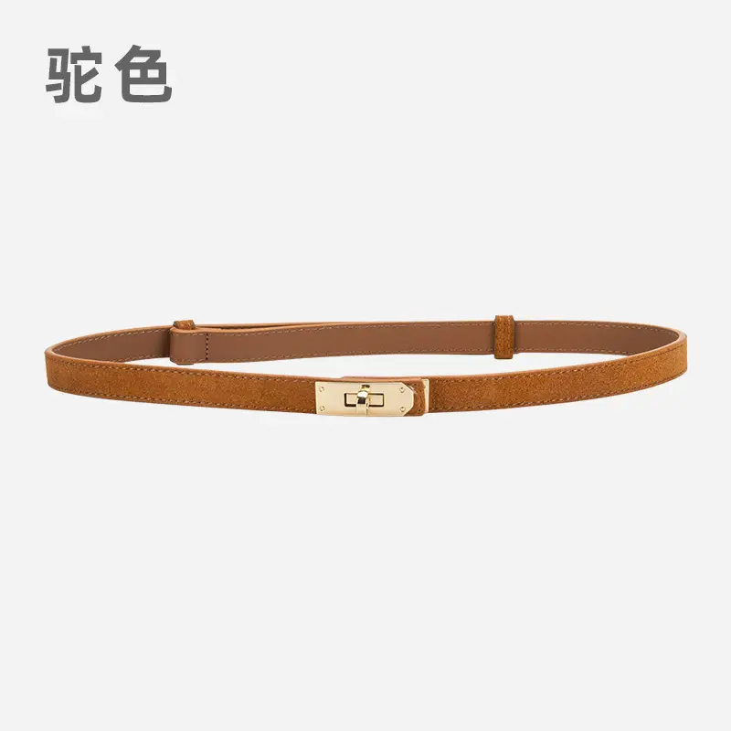 Women's Frosted Leather Belt with Gold Buckle - Image 12
