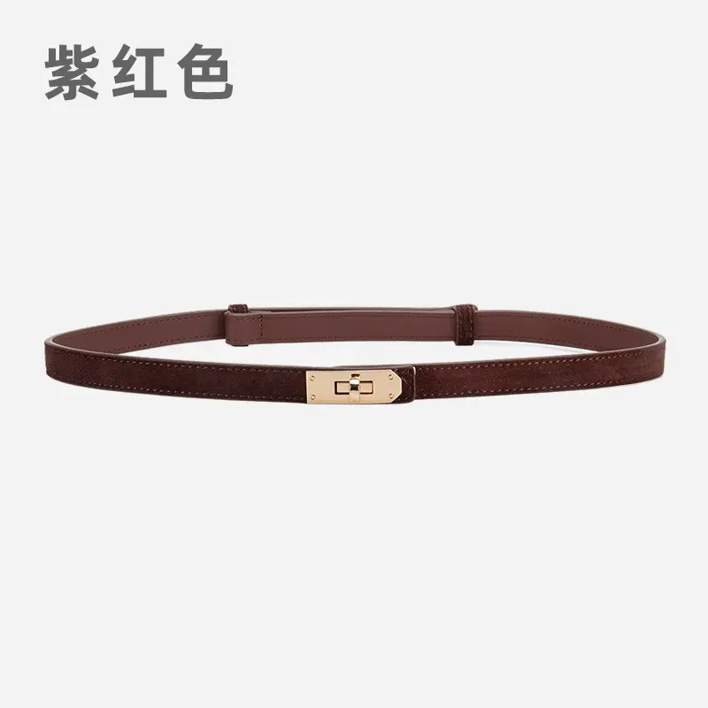 Women's Frosted Leather Belt with Gold Buckle - Image 13