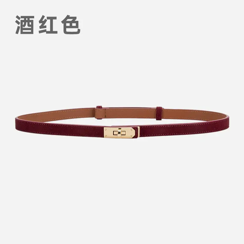 Women's Frosted Leather Belt with Gold Buckle - Image 4
