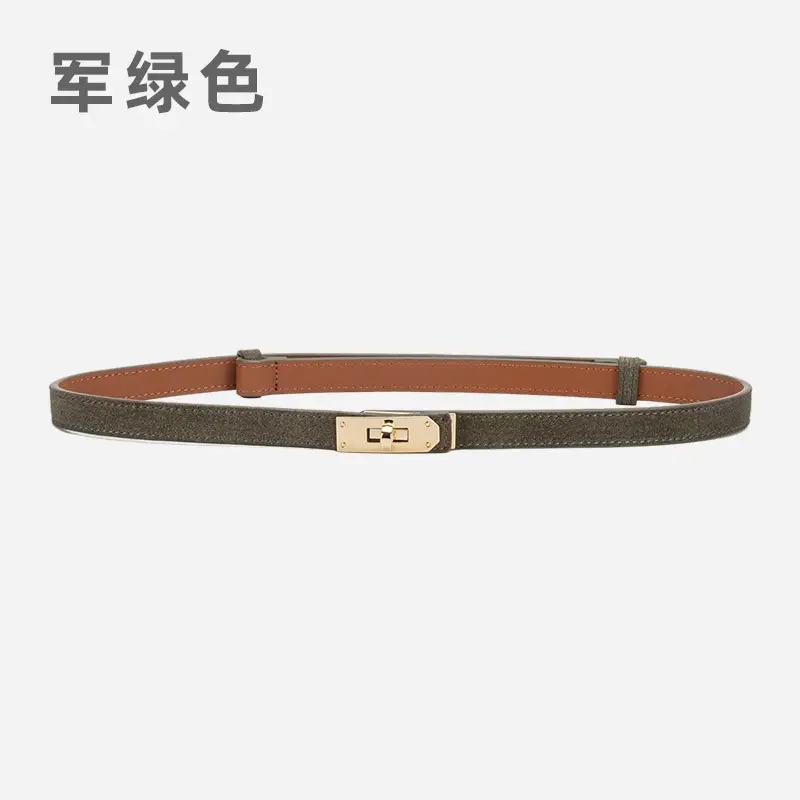 Women's Frosted Leather Belt with Gold Buckle - Image 5