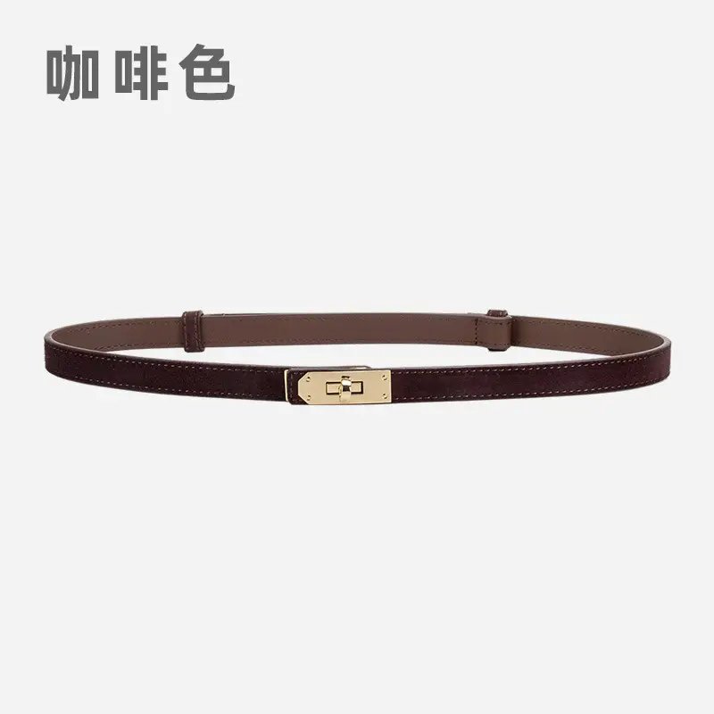 Women's Frosted Leather Belt with Gold Buckle - Image 6