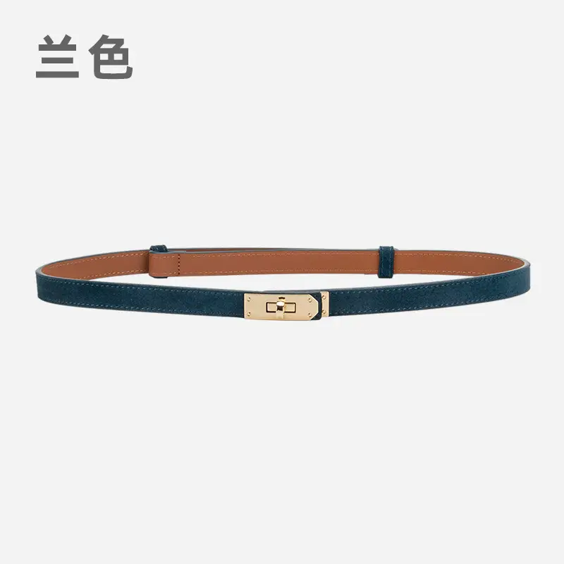 Women's Frosted Leather Belt with Gold Buckle - Image 7