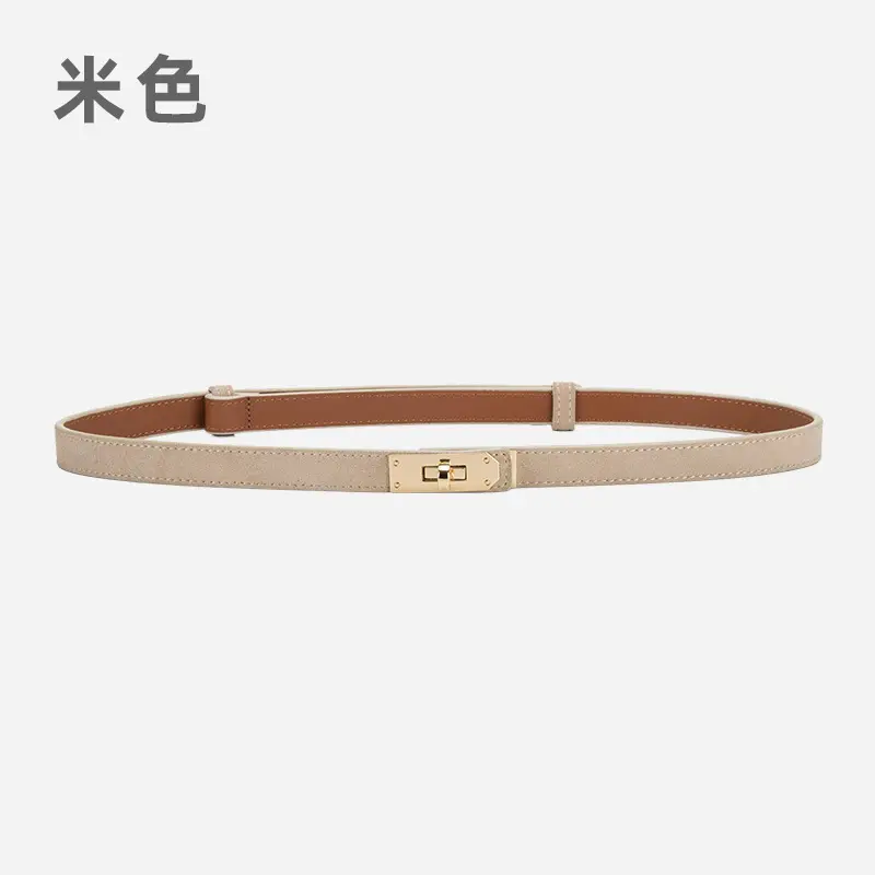 Women's Frosted Leather Belt with Gold Buckle - Image 8