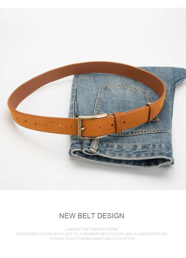 Women's Matte Leather Belt with Pin Buckle — feature 11