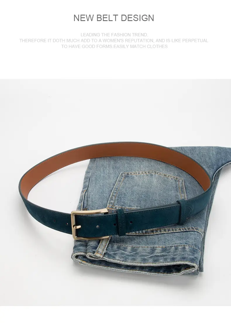 Women's Matte Leather Belt with Pin Buckle — feature 13