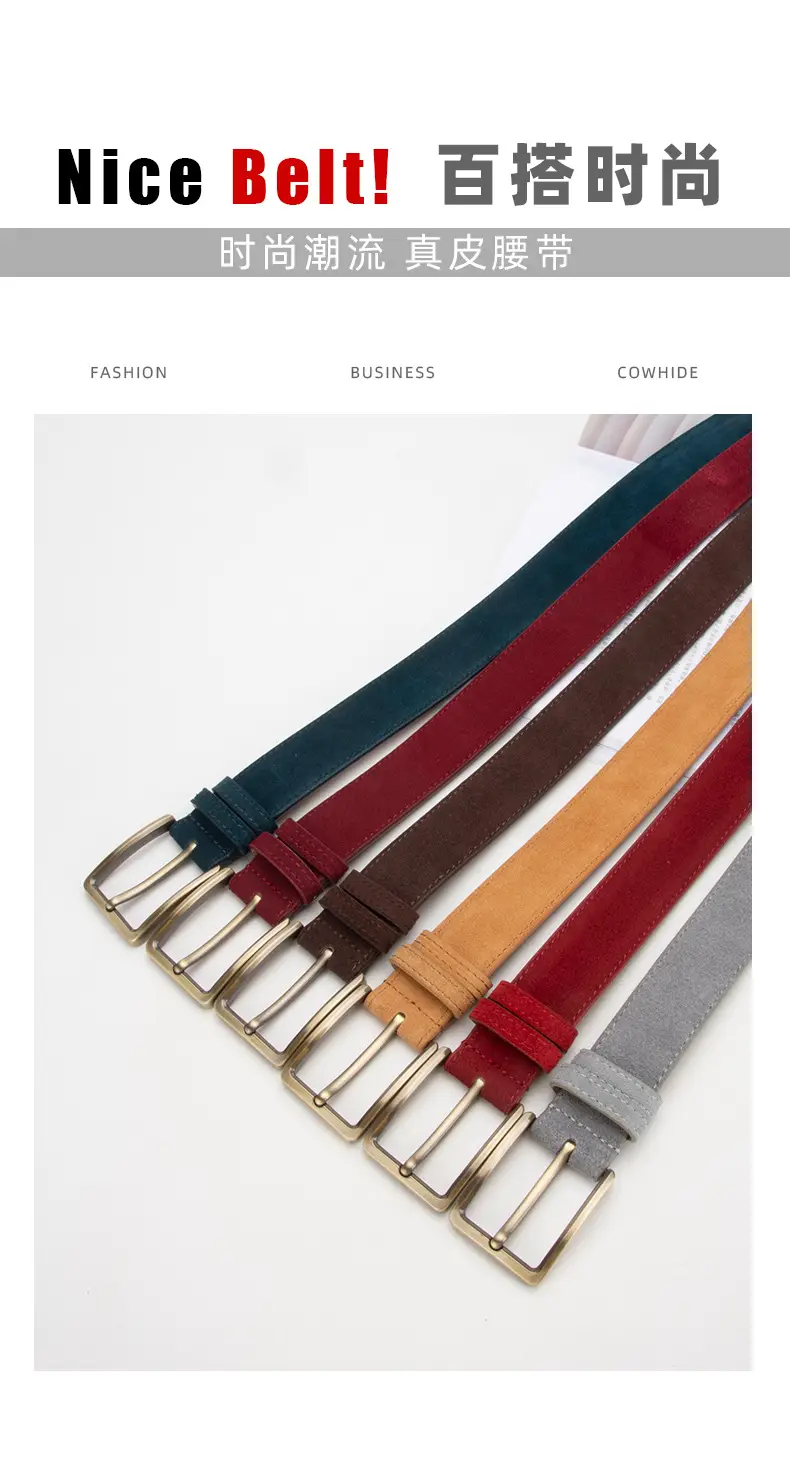 Women's Matte Leather Belt with Pin Buckle — feature 3