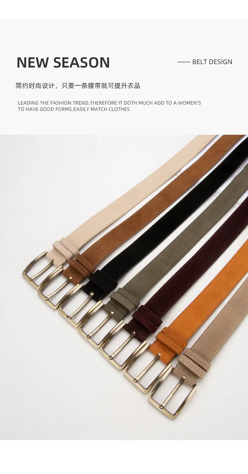 Women's Matte Leather Belt with Pin Buckle — feature 4