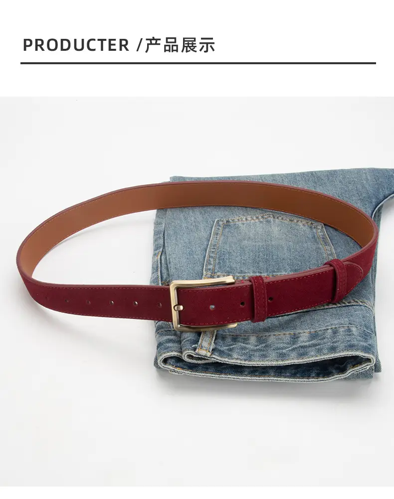 Women's Matte Leather Belt with Pin Buckle — feature 9