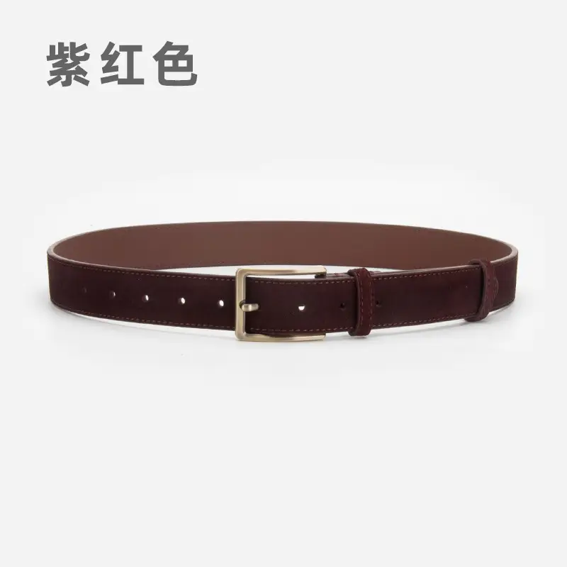 Women's Matte Leather Belt with Pin Buckle - Image 13