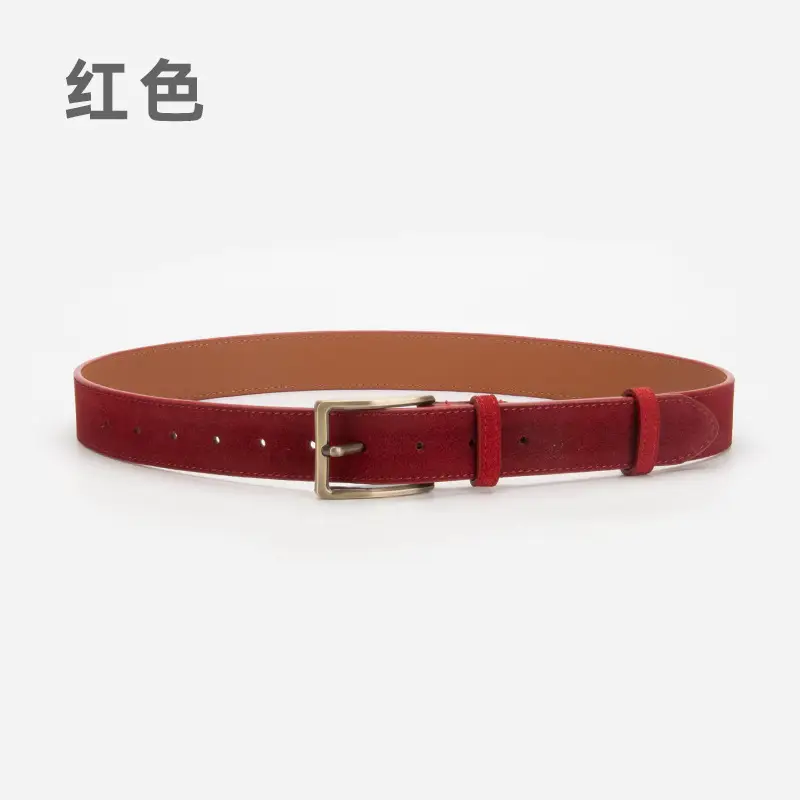 Women's Matte Leather Belt with Pin Buckle - Image 2