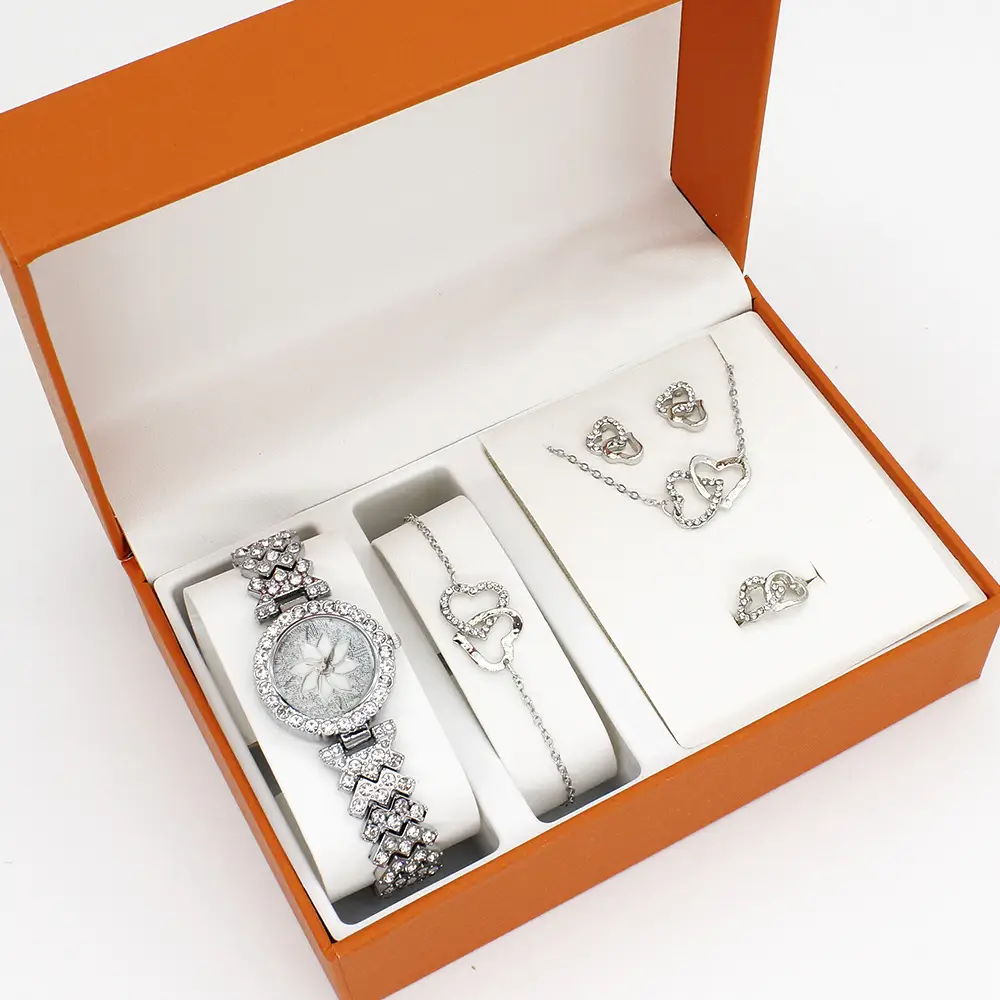 Rose Gold Crystal Watch & Bracelet Set for Women - Image 2
