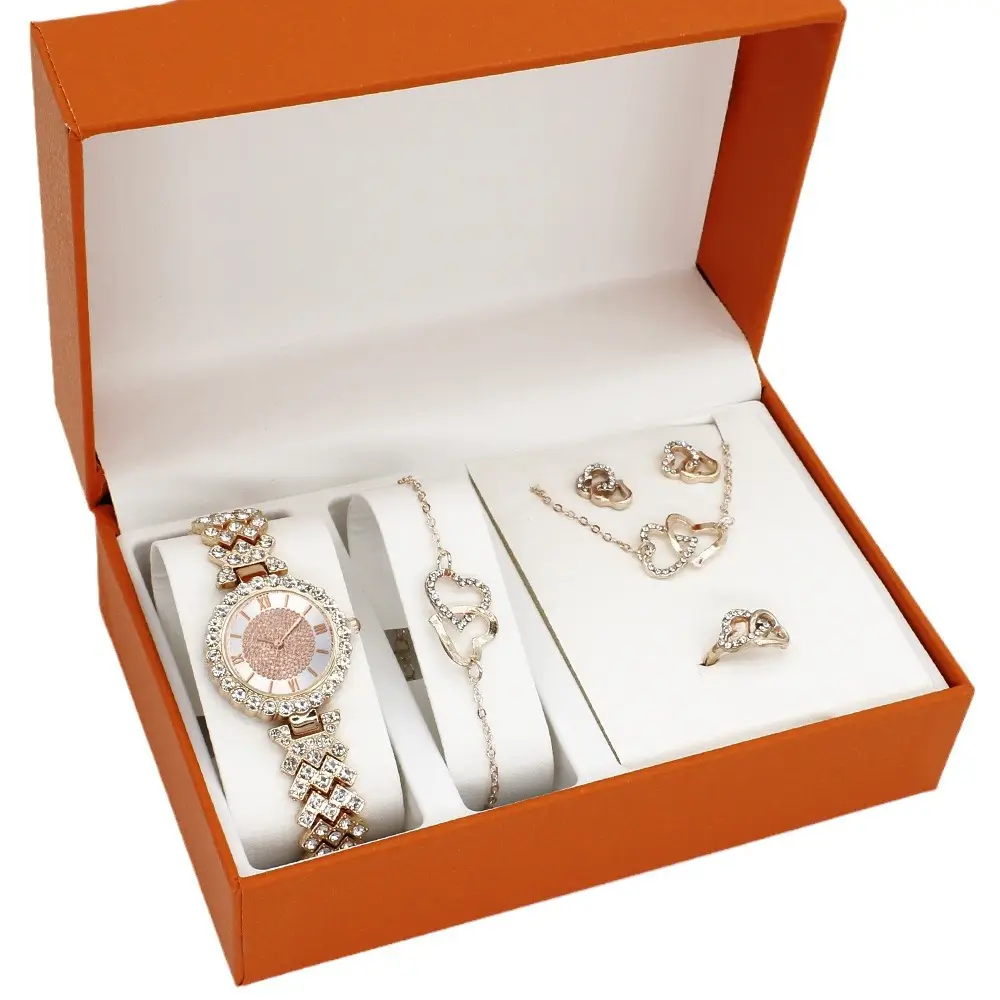 Rose Gold Crystal Watch & Bracelet Set for Women - Image 19