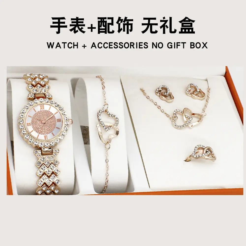 Rose Gold Crystal Watch & Bracelet Set for Women - Image 9