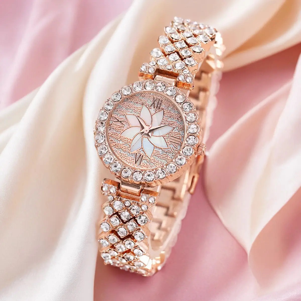 Rose Gold Crystal Watch & Bracelet Set for Women - Image 12