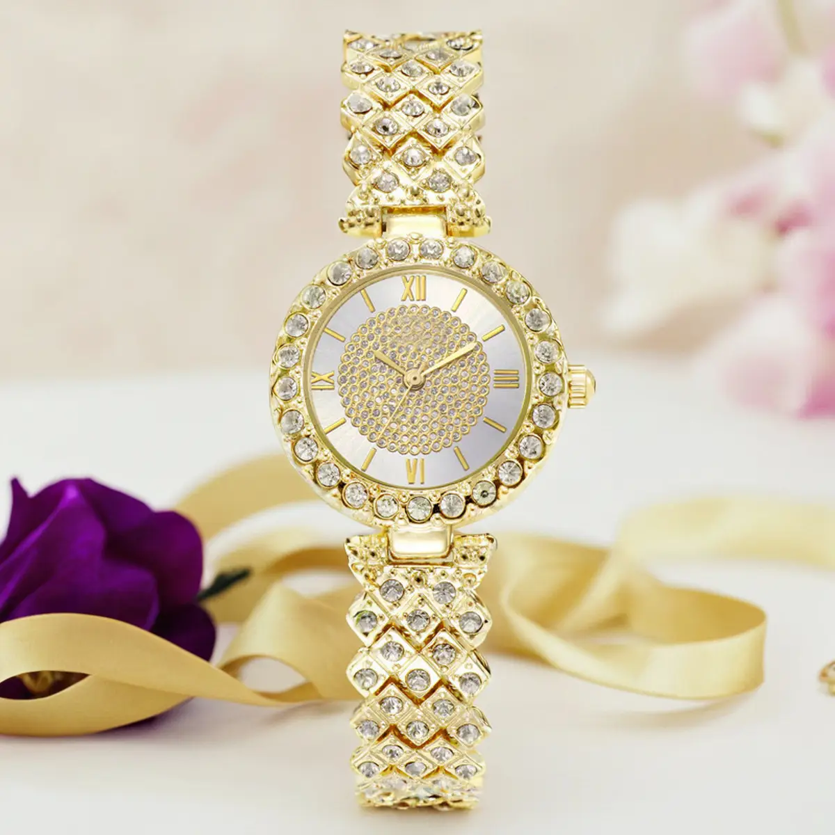 Rose Gold Crystal Watch & Bracelet Set for Women - Image 15