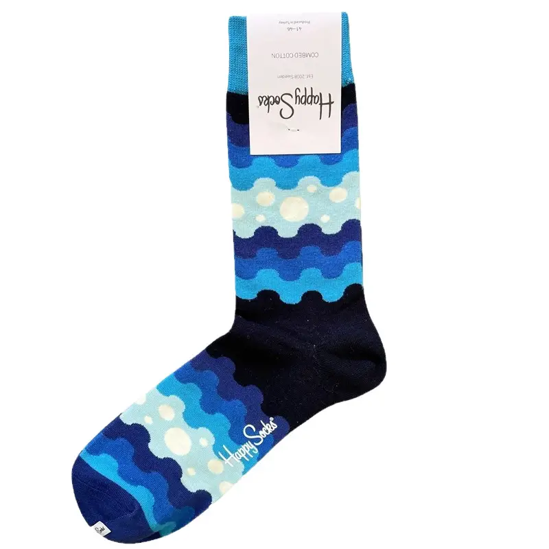 Happysocks Men's Mid-Calf Socks, Combed Cotton, Sweat-Absorbent, Odor-Resistant, Breathable, Swedish Trendy Socks, Colorful Thin Style