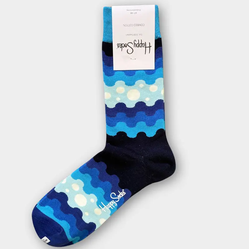 Happysocks Men's Mid-Calf Socks, Combed Cotton, Sweat-Absorbent, Odor-Resistant, Breathable, Swedish Trendy Socks, Colorful Thin Style