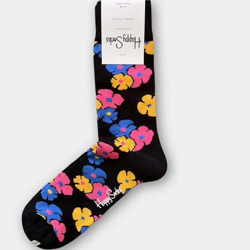 Happysocks Men's Mid-Calf Socks, Combed Cotton, Sweat-Absorbent, Odor-Resistant, Breathable, Swedish Trendy Socks, Colorful Thin Style