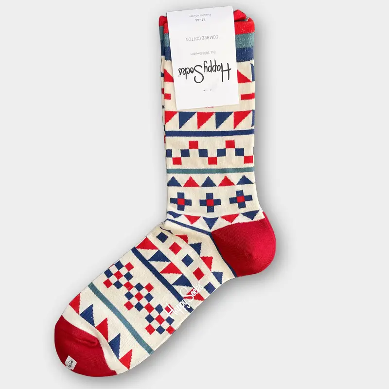Happysocks Men's Mid-Calf Socks, Combed Cotton, Sweat-Absorbent, Odor-Resistant, Breathable, Swedish Trendy Socks, Colorful Thin Style